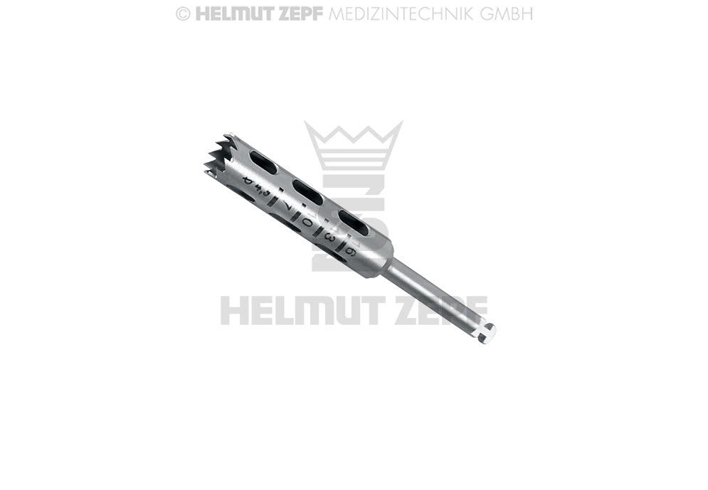 dental trephine bur 4.3mm Helmut Zepf 11 teeth sheath 2.35mm x 30mm grading 7/10/13/16 No.08.910.06