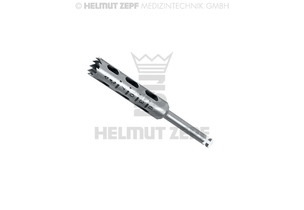 dental trephine bur 4.3mm Helmut Zepf 11 teeth sheath 2.35mm x 30mm grading 7/10/13/16 No.08.910.06