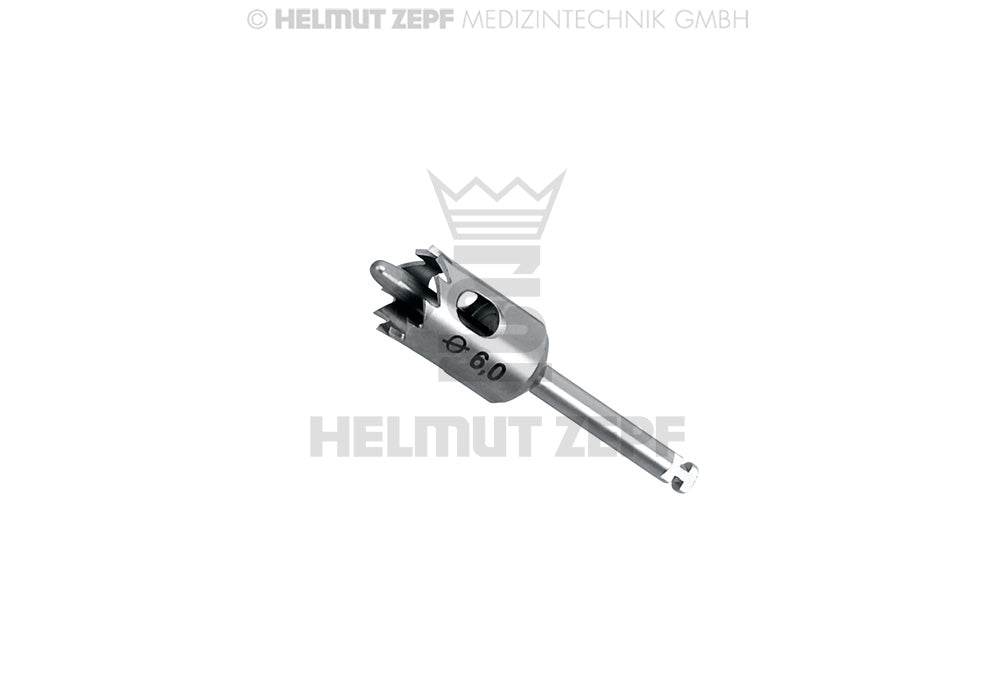 Helmut Zepf dental trephine with fixation support 5.0mm, 9 teeth guiding pin, sheath 2.35mm x 30mm