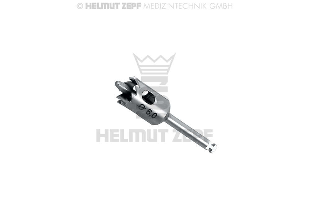 Helmut Zepf dental trephine with fixation support 5.0mm, 9 teeth guiding pin, sheath 2.35mm x 30mm
