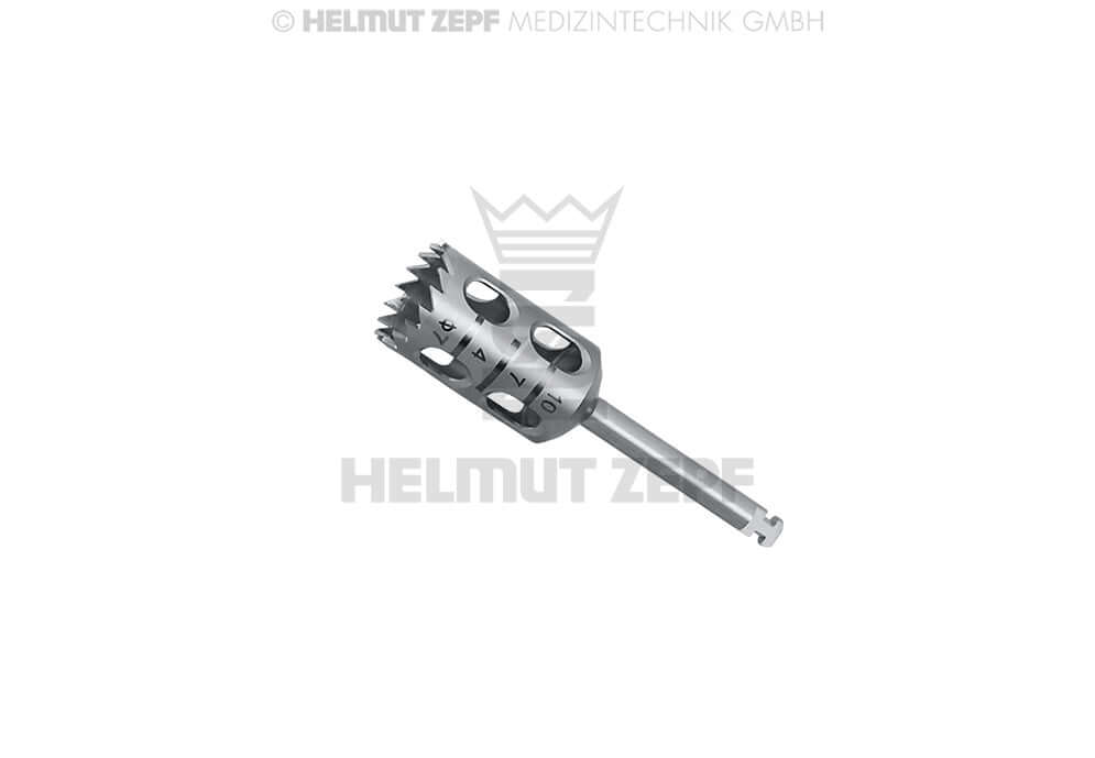 dental trephine 7.0mm surgical instrument Short 17 Teeth Sheath 2.35x30mm Graduation 7/10/13 by Helmut Zepf 08.910.09S