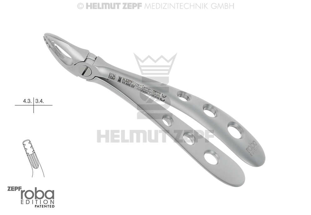 Pediatric extraction forceps English pattern #7 for children Roba Design by Helmut Zepf, stainless steel dental tool