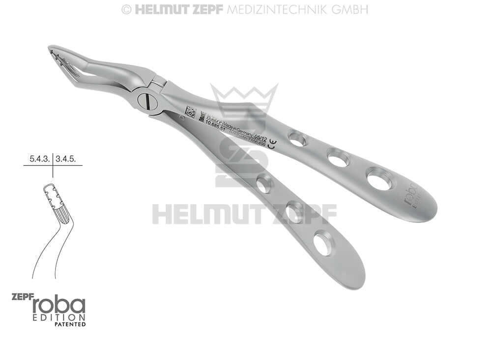 Pediatric extraction forceps English pattern #51 Roba Design by Helmut Zepf, stainless steel dental tool for children