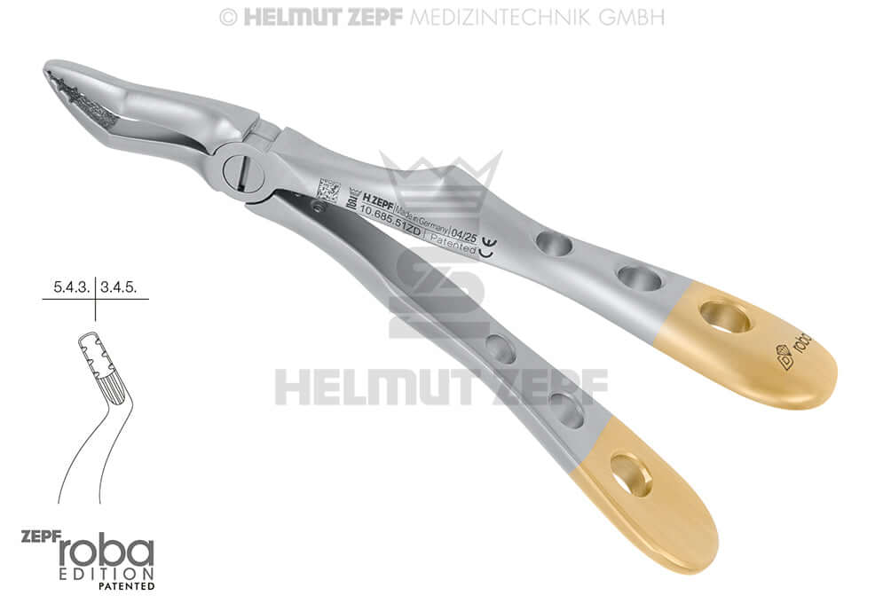 Pediatric extraction forceps english pattern #51 Roba Design Diamond Coated by Helmut Zepf for children's dental extractions