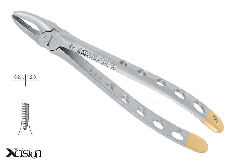 diamond coated dental extraction forceps upper incisors canines Helmut Zepf Xcision-Line English Pattern #2 No.12.002.00ZD