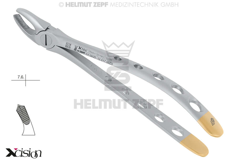 Helmut Zepf #17 diamond coated extraction forceps upper right molars English Pattern Xcision-Line No.12.017.00ZD
