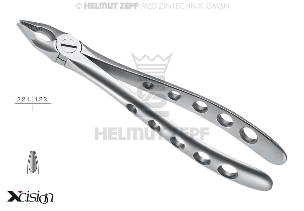 upper incisor canine extraction forceps English pattern #34N special far-reaching beaks Xcision-Line Helmut Zepf