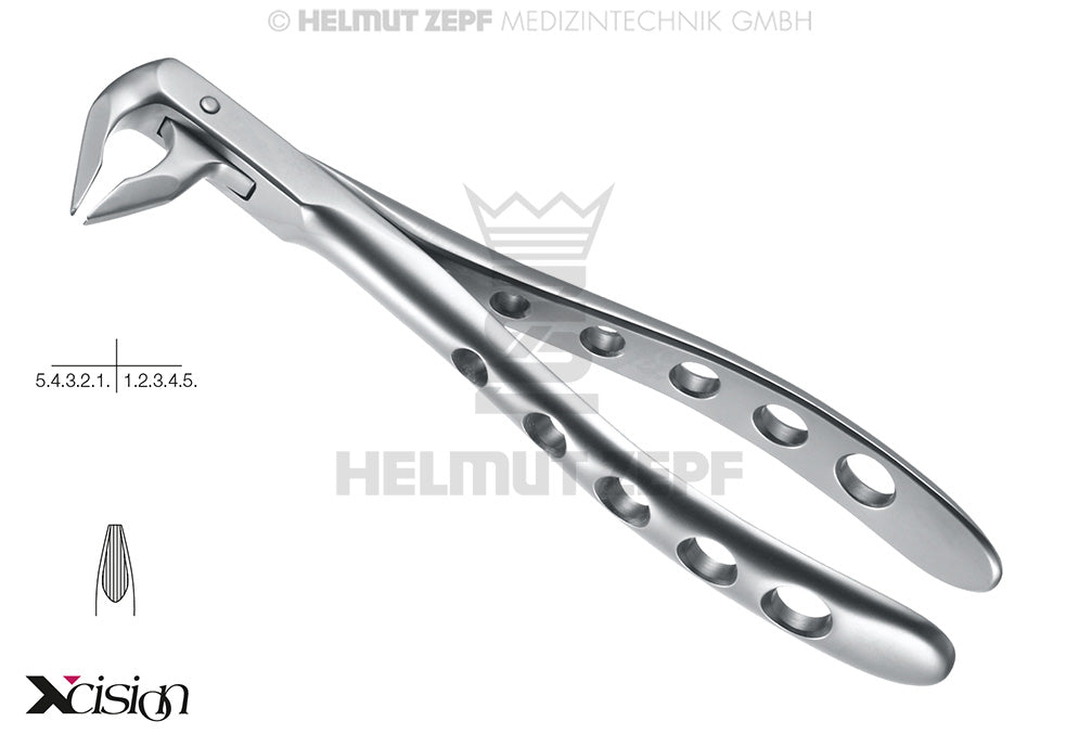 Helmut Zepf extraction forceps lower incisors and premolars #36N English Pattern Far Reaching Xcision-Line Secure-Line