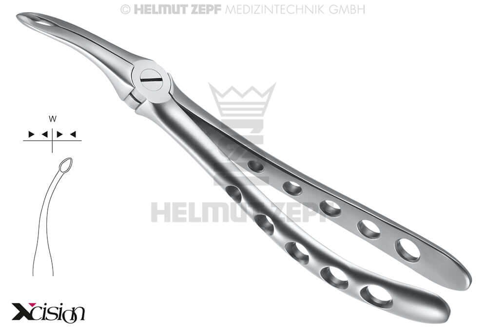 upper roots extraction forceps English pattern #44 Xcision-Line by Helmut Zepf, stainless steel dental instrument