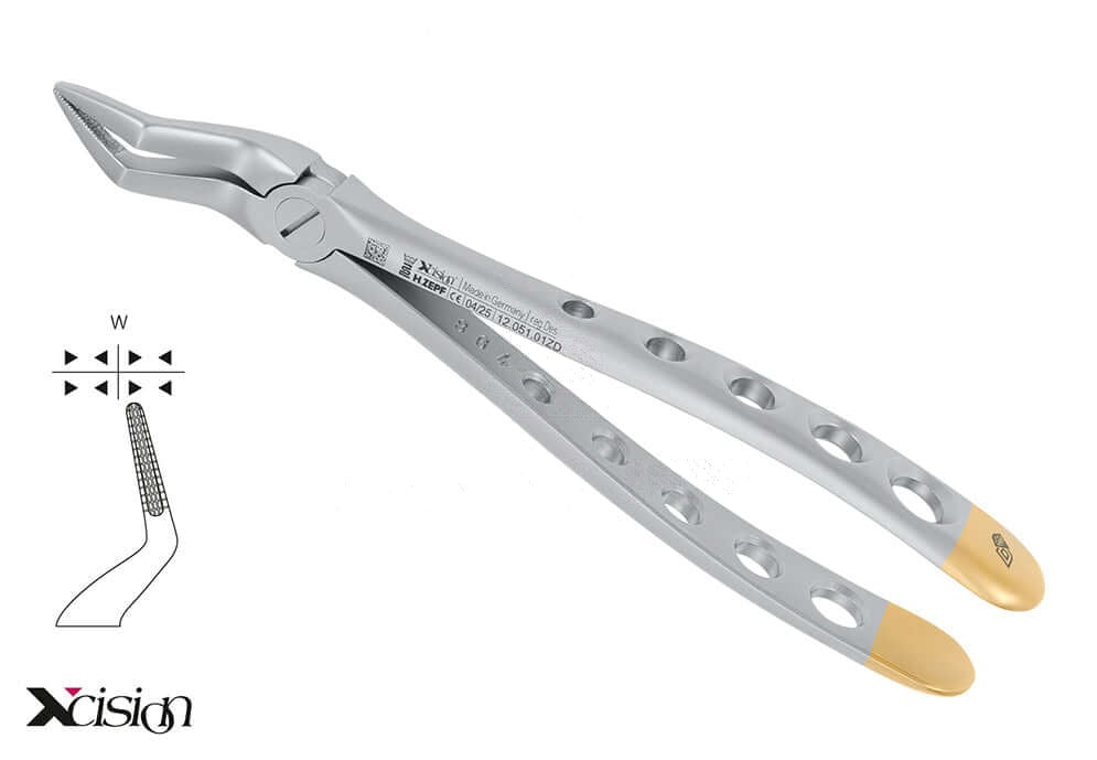Helmut Zepf #51A diamond coated extraction forceps upper jaw roots, English Pattern Xcision-Line®