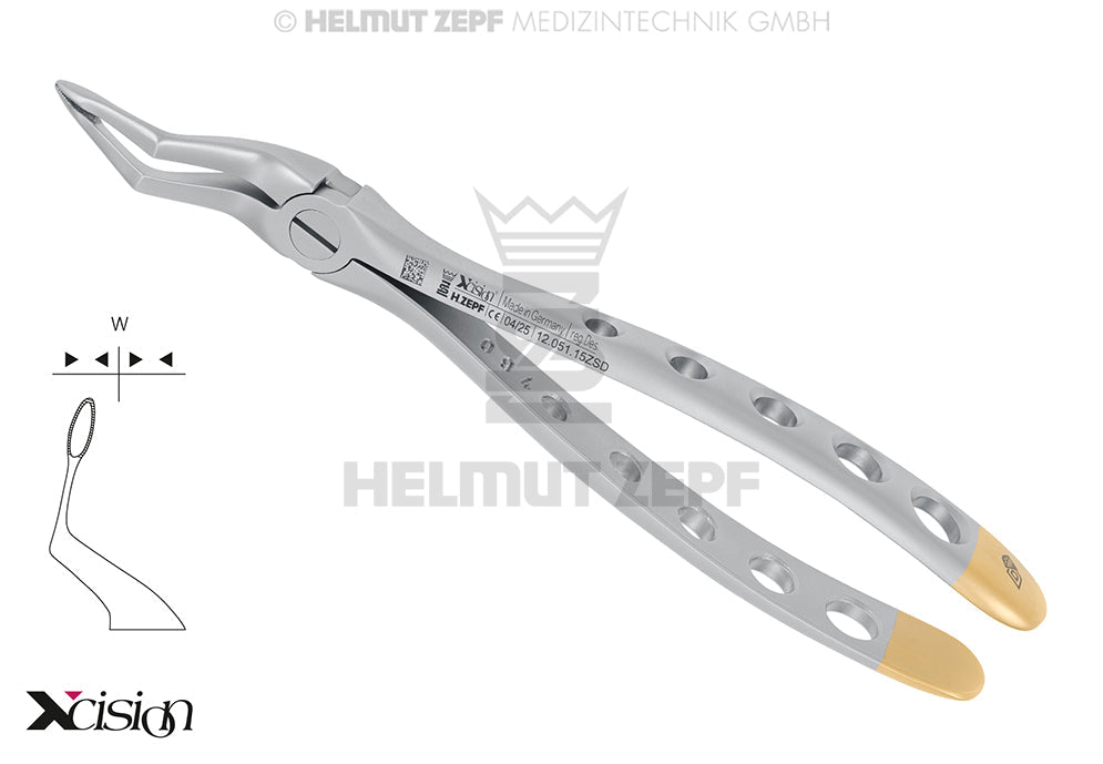 Root Tip Forceps #51-Sb Diamond Coated Serrated Edges Xcision-Line Upper Roots Helmut Zepf 12.051.15ZSD