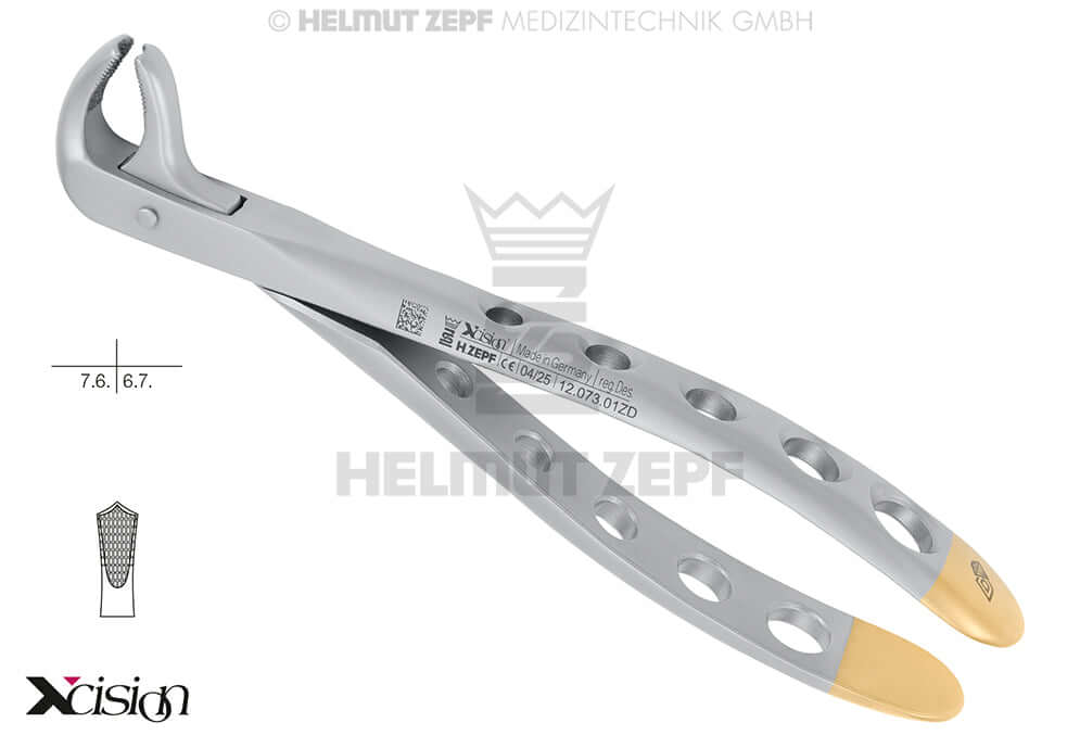 Helmut Zepf #73A diamond coated lower molar extraction forceps, English Pattern Xcision-Line No.12.073.01ZD