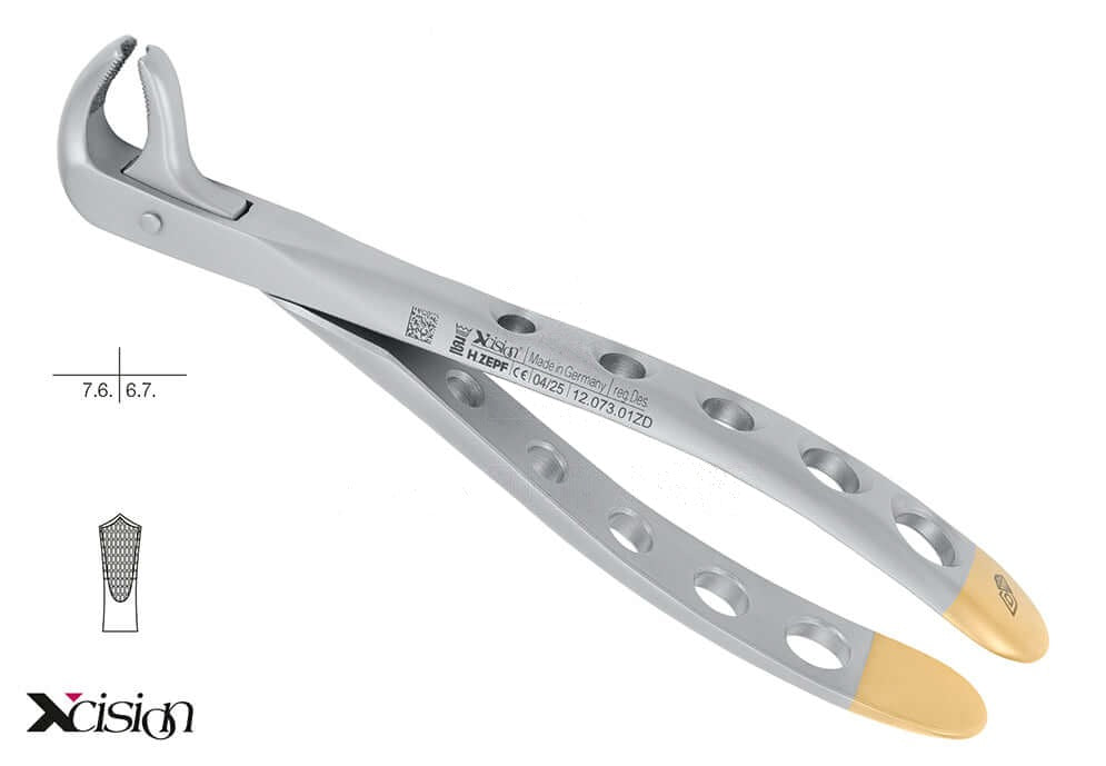 Helmut Zepf #73A diamond coated lower molar extraction forceps, Ash Pattern (English Pattern) Xcision-Line No.12.073.01ZD
