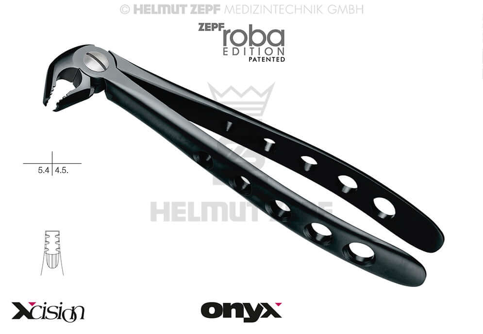 Dental Extraction Forceps English Pattern #13 Modified Roba-Edition Lower Premolars Xcision-Line Onyx Coating Helmut Zepf