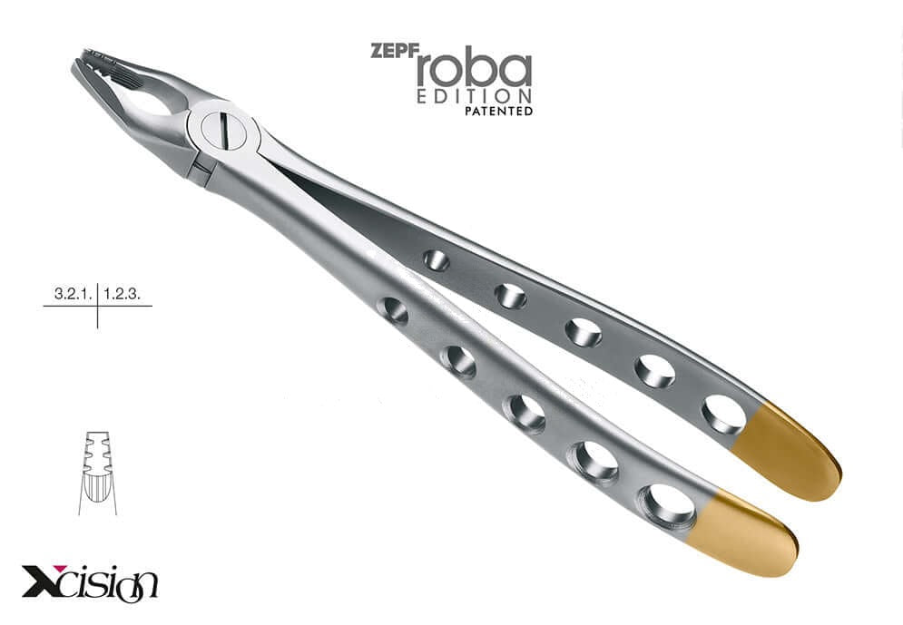 dental extraction forceps upper incisors canines diamond coated #34M Modified Roba-Edition Xcision-Line Helmut Zepf