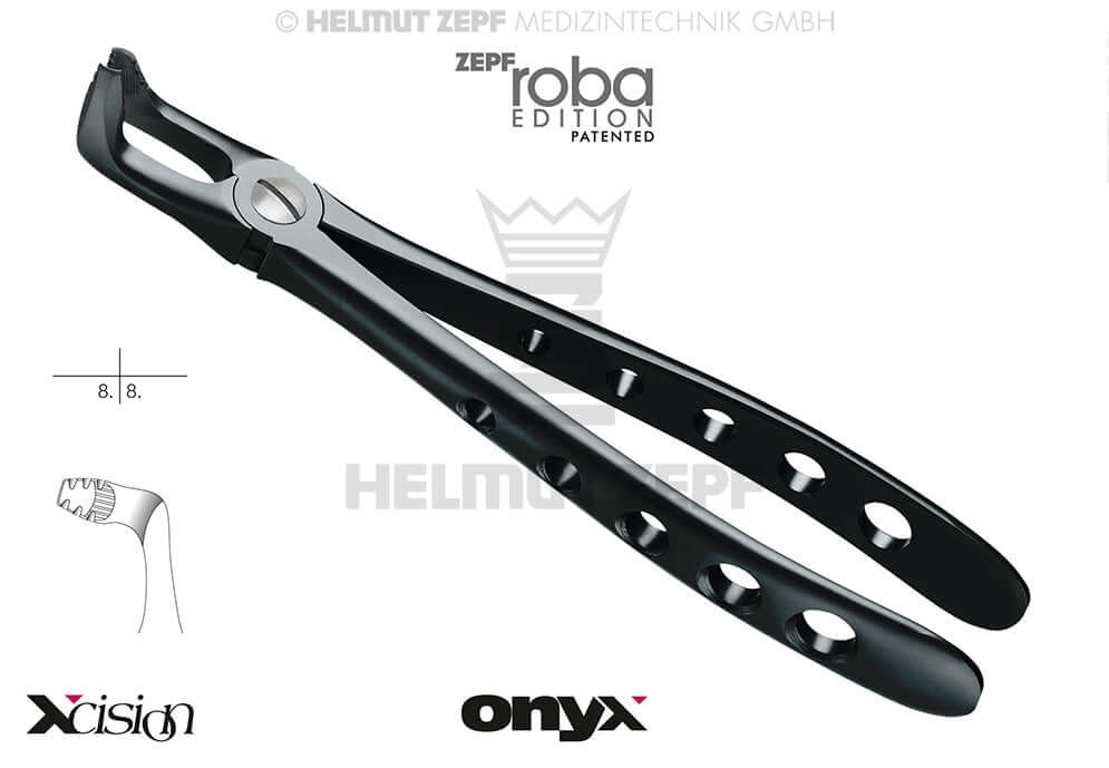 lower wisdom teeth extraction forceps diamond coated, English Pattern #79 Modified, Onyx Coating, Xcision-Line Roba Edition