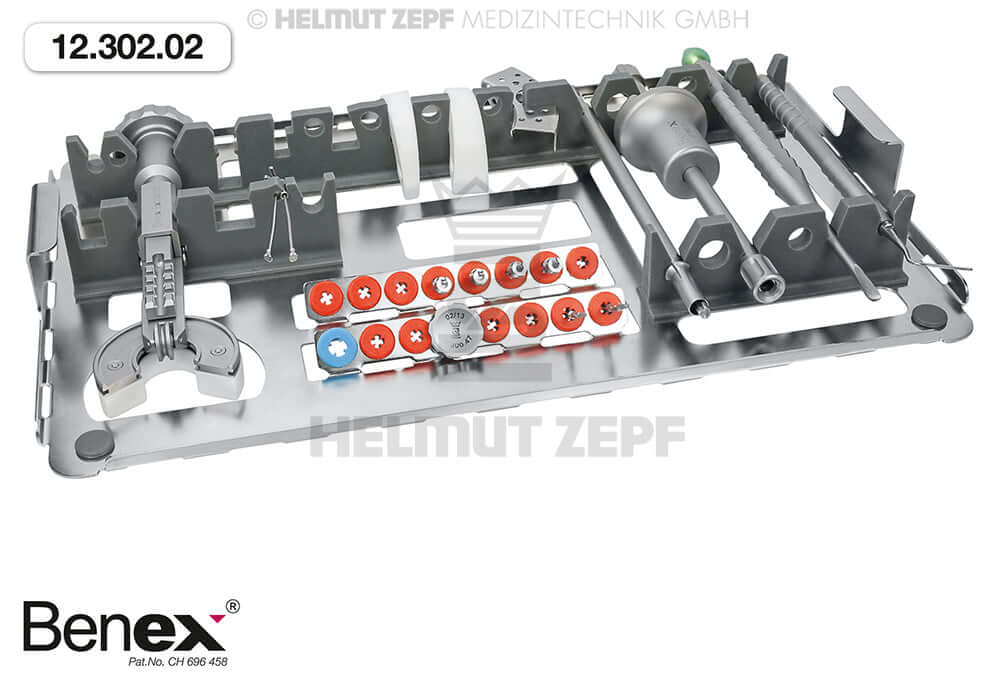 Benex extraction system rack tray by Helmut Zepf No. 12.302.01, organized dental extraction tools