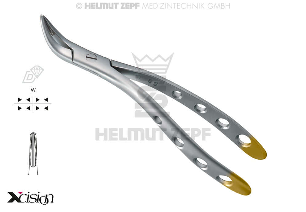 Helmut Zepf Witzel diamond coated root extraction forceps, universal roots, Xcision-Line, splinter extraction tool No. 14.700.01Z