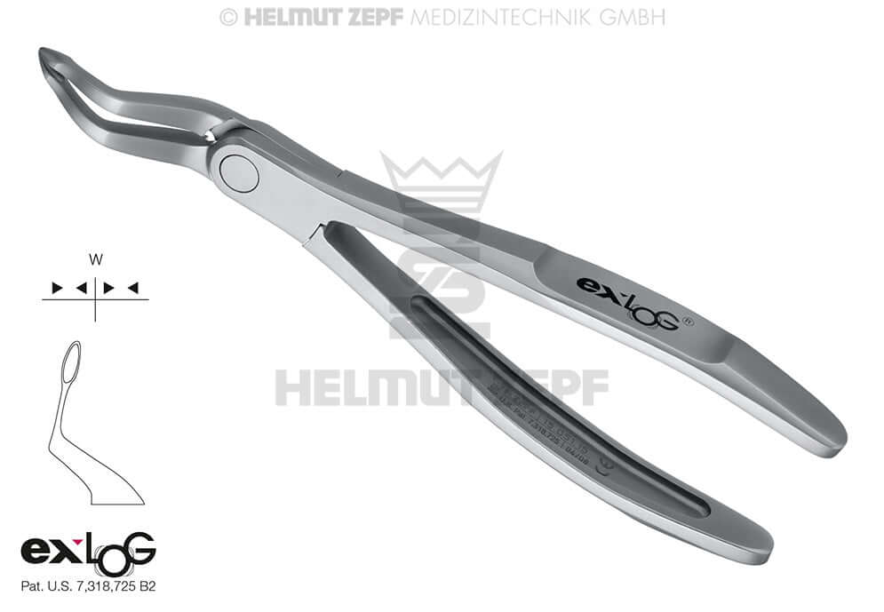 Helmut Zepf exLOG #51Sb upper root tip extraction forceps for precise dental procedures, No. 15.051.15