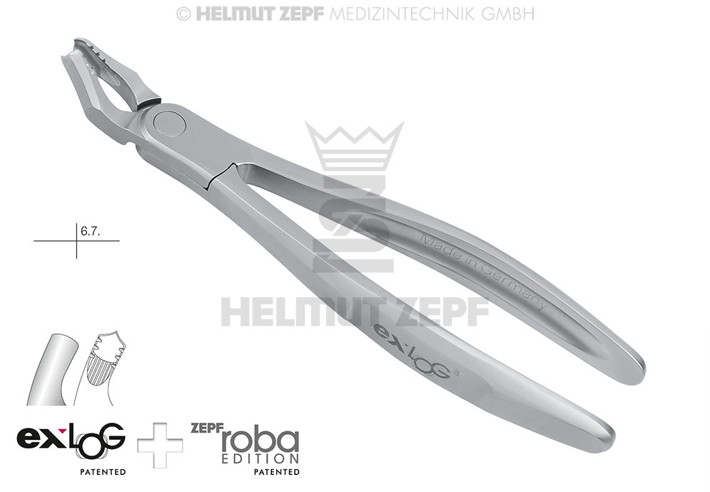 upper left molar extraction forceps exLOG #18 deep parallel grip beaks Helmut Zepf 15.218.00