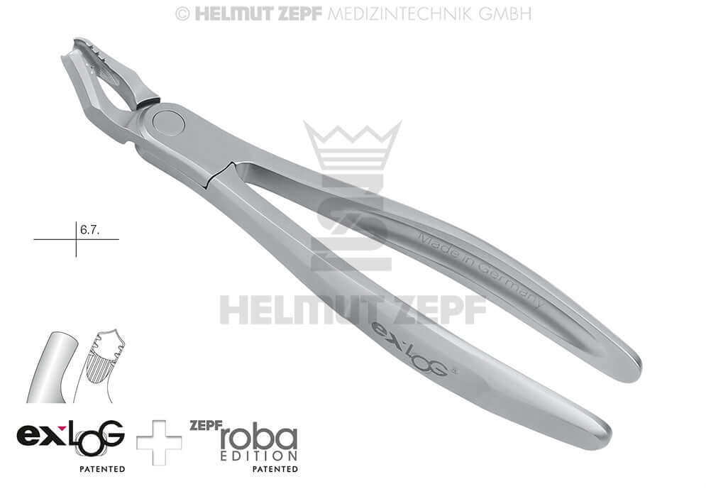 upper left molar extraction forceps exLOG #18 deep parallel grip beaks Helmut Zepf 15.218.00