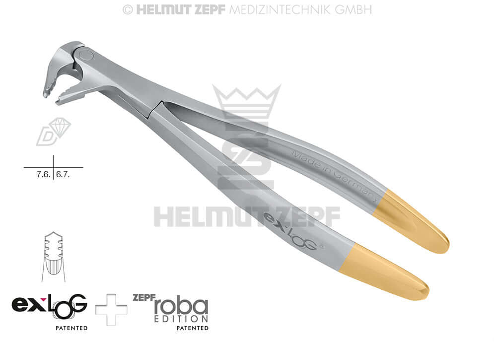 Helmut Zepf exLOG #22 diamond coated extraction forceps deep parallel grip special beaks dental tool