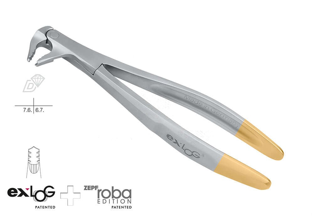 Helmut Zepf exLOG #22 diamond coated extraction forceps deep parallel grip special beaks dental tool
