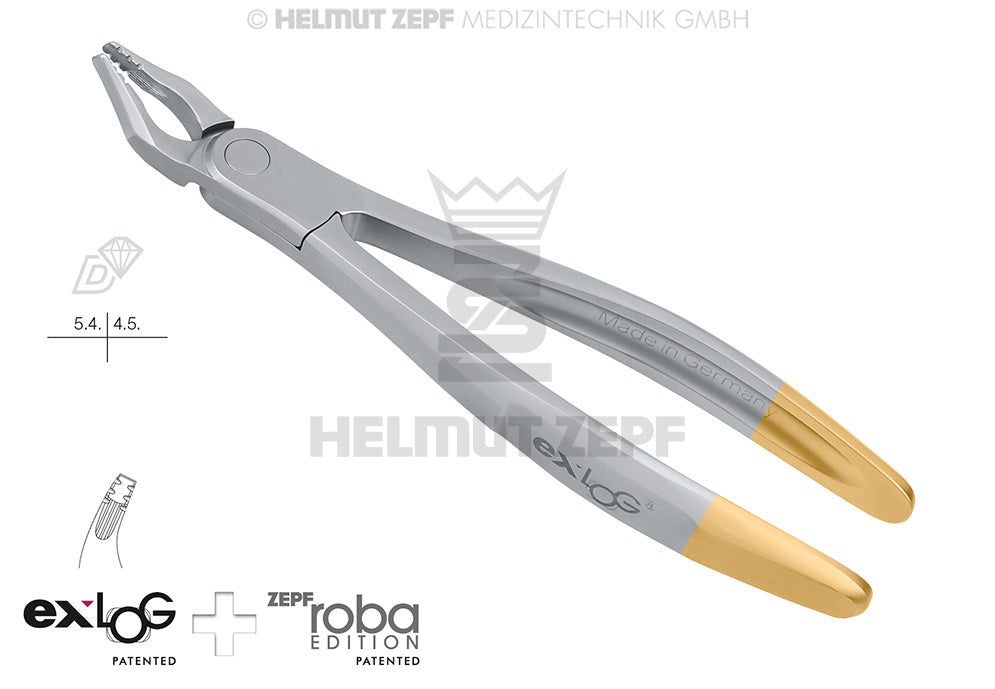 upper premolar extraction forceps diamond coated exLOG #35N Modified Roba-Edition deep parallel grip beaks Helmut Zepf