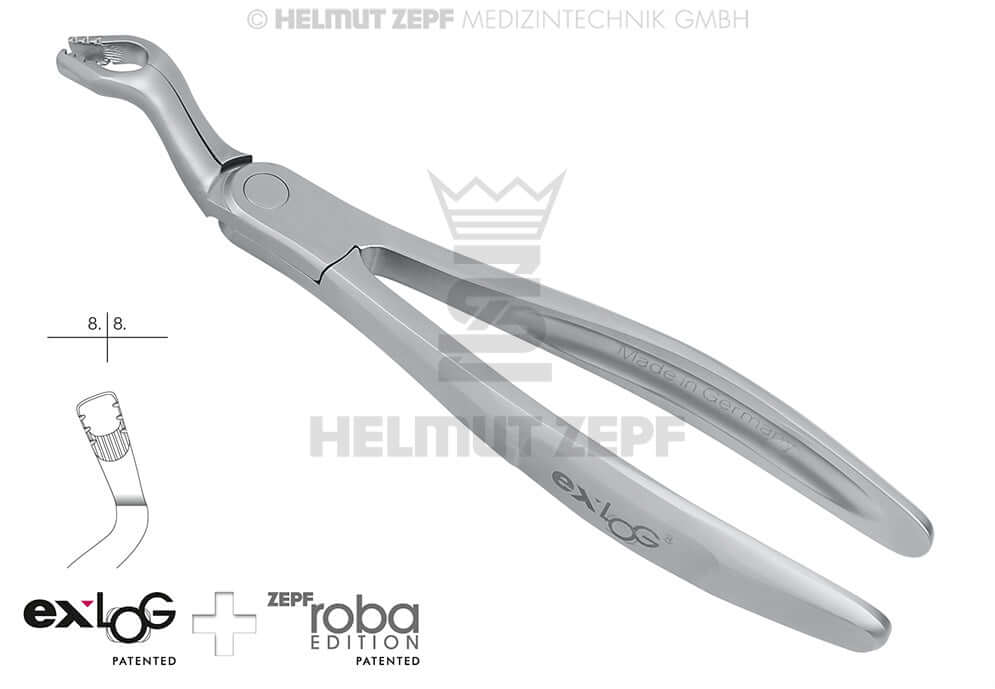 Helmut Zepf exLOG #67A upper wisdom teeth extraction forceps with special beaks for deep and parallel grip