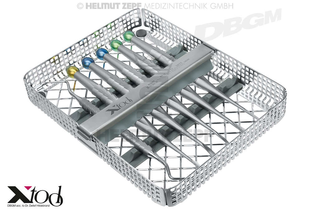Root Tip Elevator Dental Luxator X-Tool Set by Dr. Hildebrand Helmut Zepf No.17.007.00 with ZEPF-care Washbasket