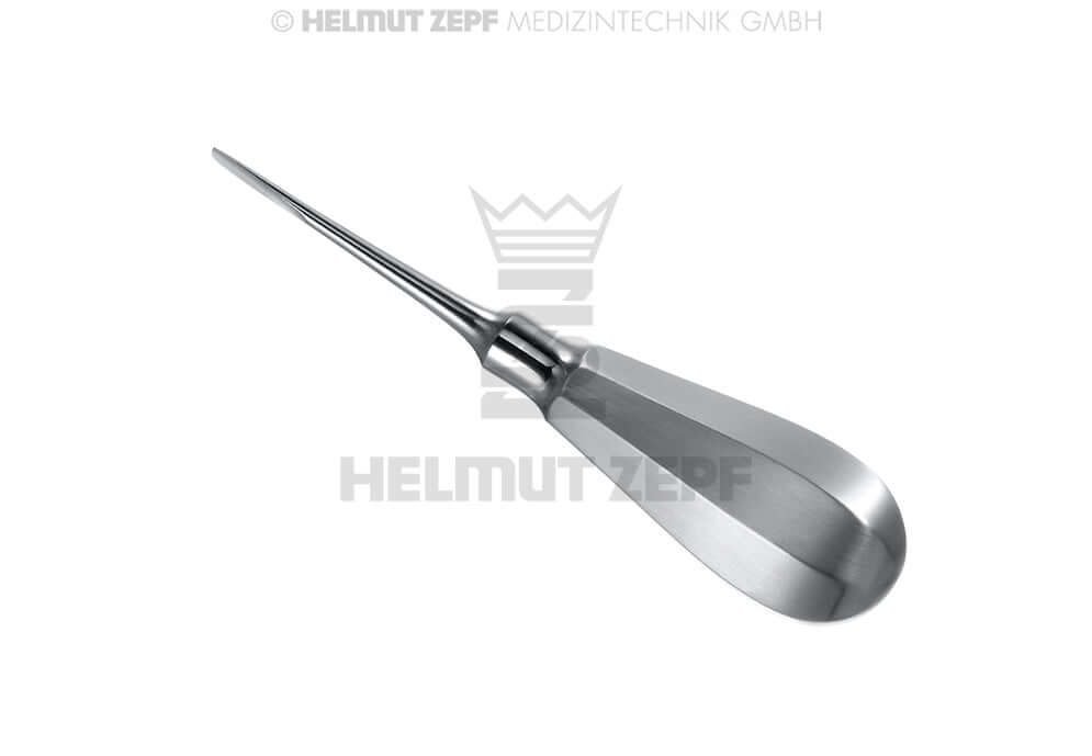 Dental root elevator instrument Gärtner #0 flat sharp tip Ø2.5x125mm stainless steel bein handle 17.013.00