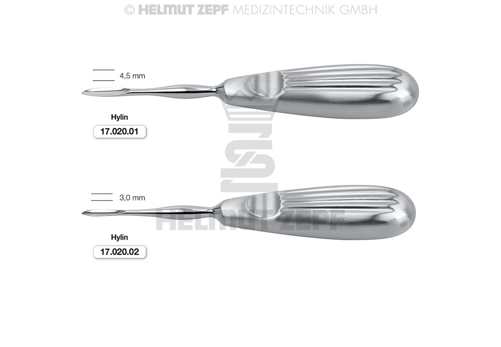 Helmut Zepf Hylin root elevator round tip dental instrument 4.5mm standard handle thumb rest #1 No.17.020.01
