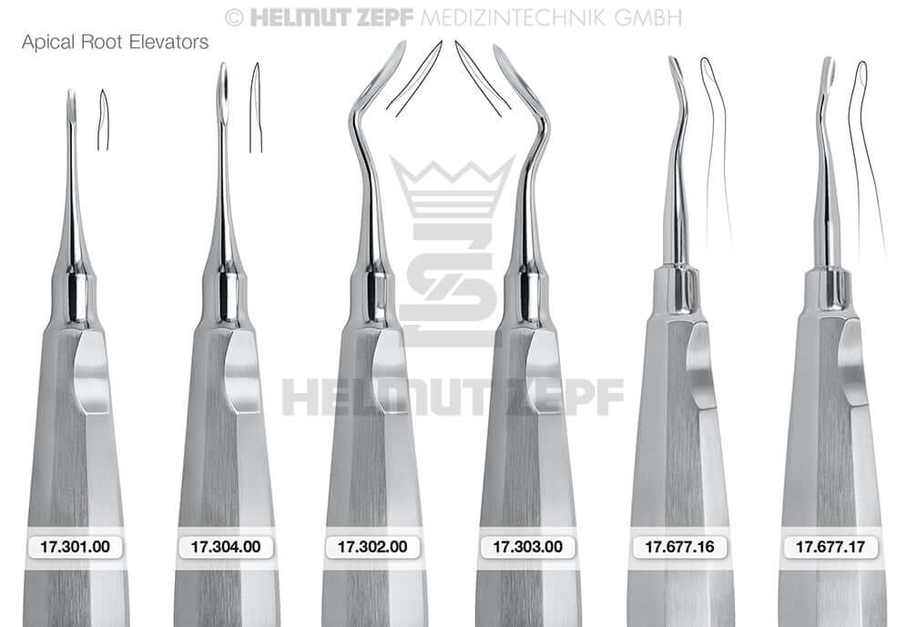 Root Tip Elevator #303 Apical by Helmut Zepf – Apical Root Elevators Set, Standard Handle with Thumb Rest, German Made