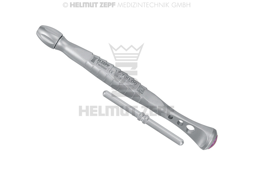 Helmut Zepf Twister Handle with interchangeable insert, universal handle for bone condensers, spreaders & elevators, yellow end cap