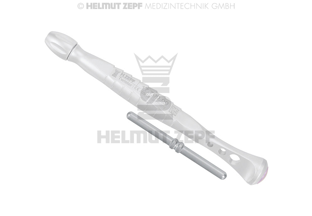 Helmut Zepf No. 17.700.40 handle bar for TwistEX handle dental instrument, white ergonomic design