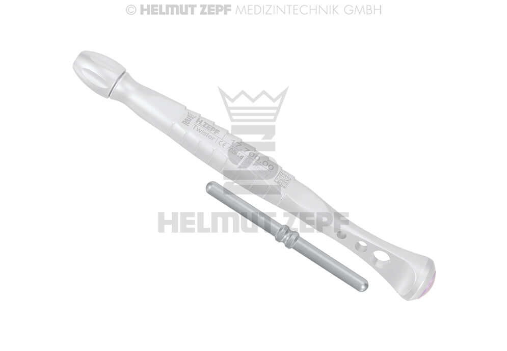 Helmut Zepf No. 17.700.40 handle bar for TwistEX handle dental instrument, white ergonomic design