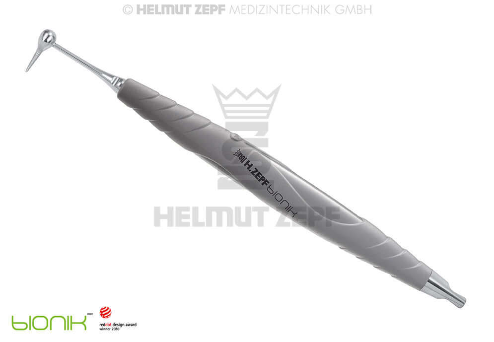 Denture Removal Tool Easy Lifter by Dr. Wietzorke in bIONIK Handle Grey by Helmut Zepf No. 19.265.09