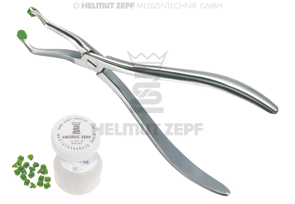 Helmut Zepf 19.274.01 Crown-Tractor Set Economical, crown extraction pliers with polymer tips and DIATRAC powder