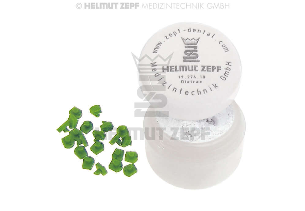 Crown Remover Instrument Replacement Set by Helmut Zepf with 40 plastic tips and Diatrac adhesive powder for Crown Tractor