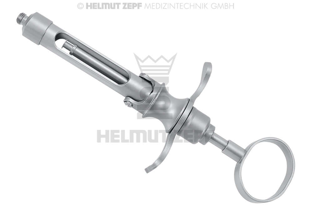 Helmut Zepf stainless cartridge syringe rhombus aspiration 1.8cm³ imperial thread thumb ring handle dental instrument