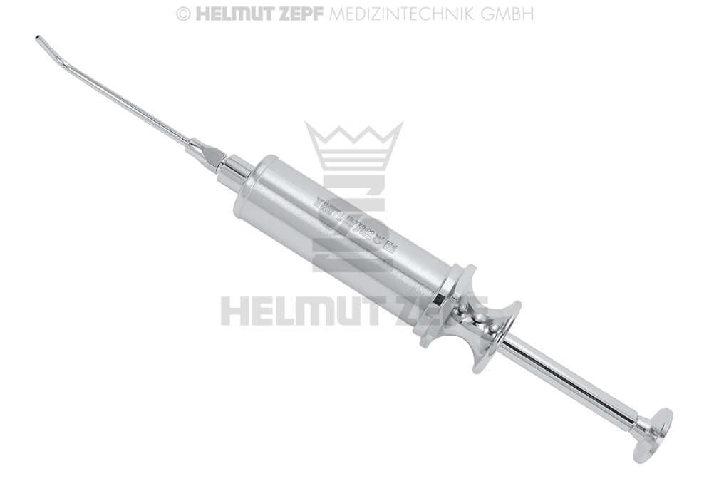 Helmut Zepf dental irrigating syringe luer lock with cannula No. 19.770.00, stainless steel medical irrigation tool