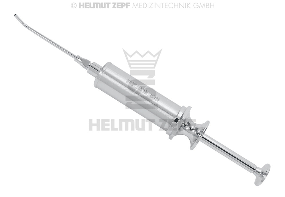 Helmut Zepf dental irrigating syringe luer lock with cannula No. 19.770.00, stainless steel medical irrigation tool