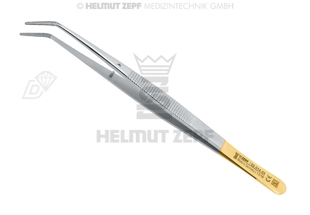 Helmut Zepf cotton and dressing pliers with diamond points, London-College 15cm dental instrument No. 22.014.03