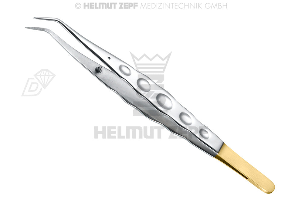 Helmut Zepf ergonomic tweezers with diamond coated tip, stop-pin, 15cm, No. 22.025.03D