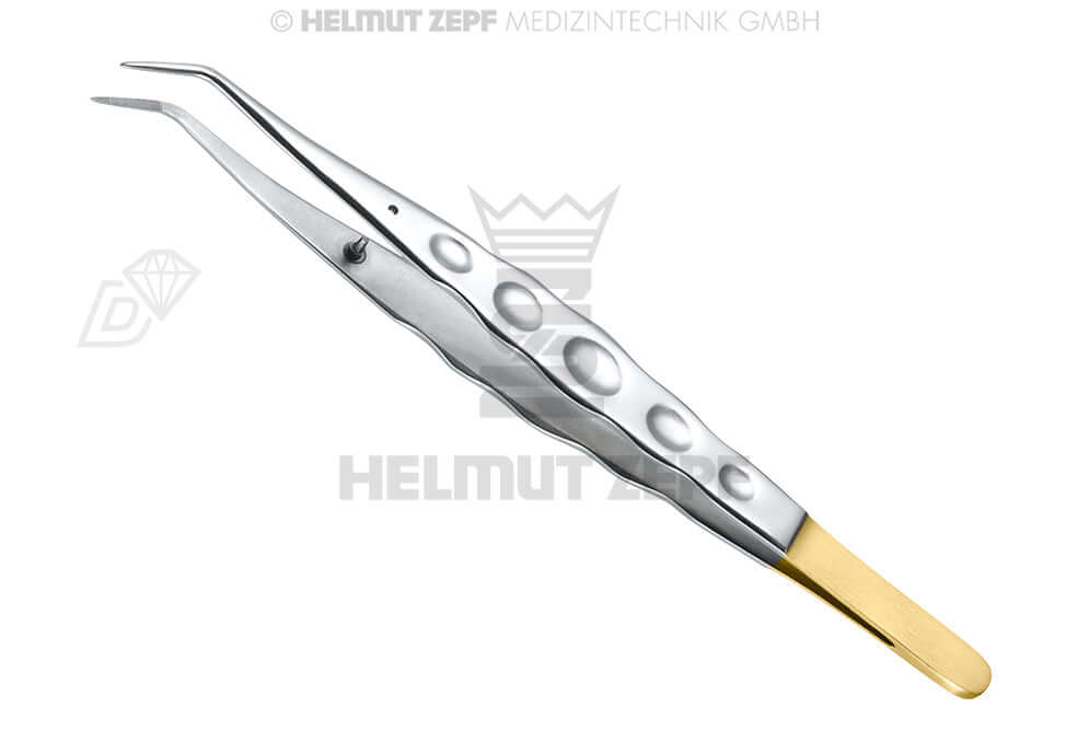 Helmut Zepf ergonomic tweezers with diamond coated tip, stop-pin, 15cm, No. 22.025.03D