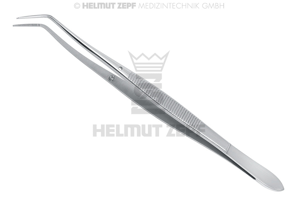 Meriam 16cm serrated dental tweezers with cross grooves by Helmut Zepf No. 22.051.03