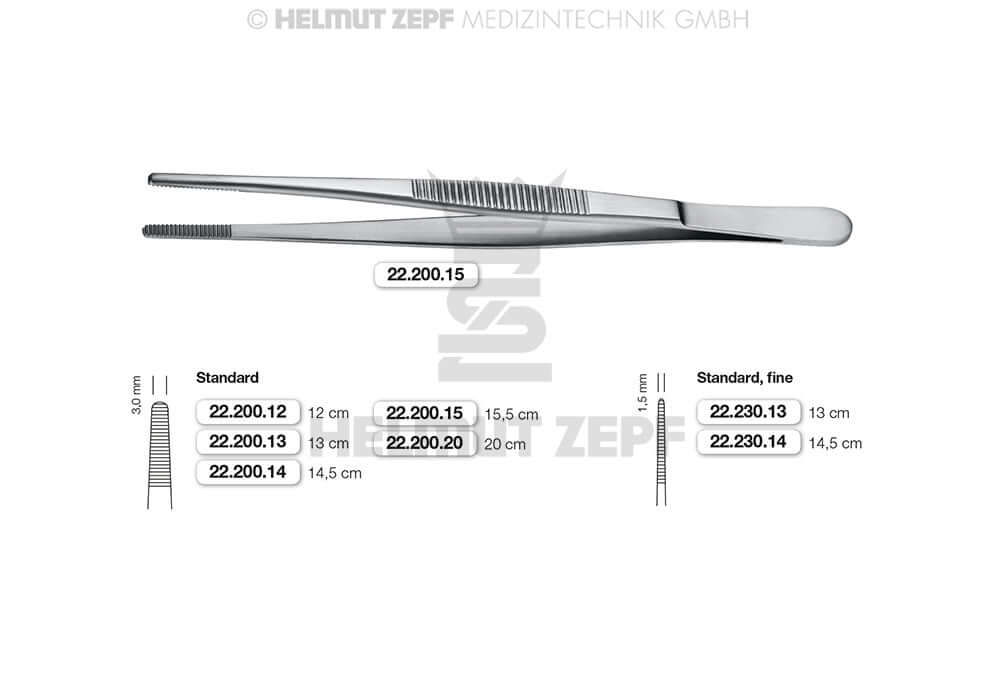 Helmut Zepf dressing forceps standard 5" No.22.200.13 dissecting forceps surgical instrument