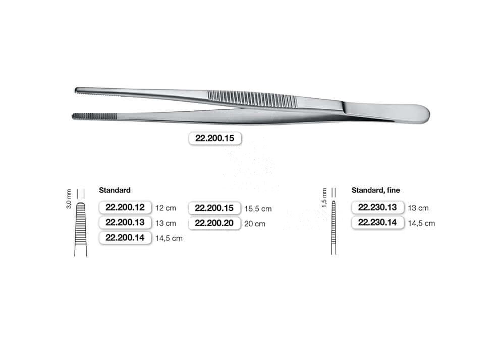 Helmut Zepf dressing forceps 14cm standard dissecting forceps 5-1/2" No.22.200.14 surgical instrument