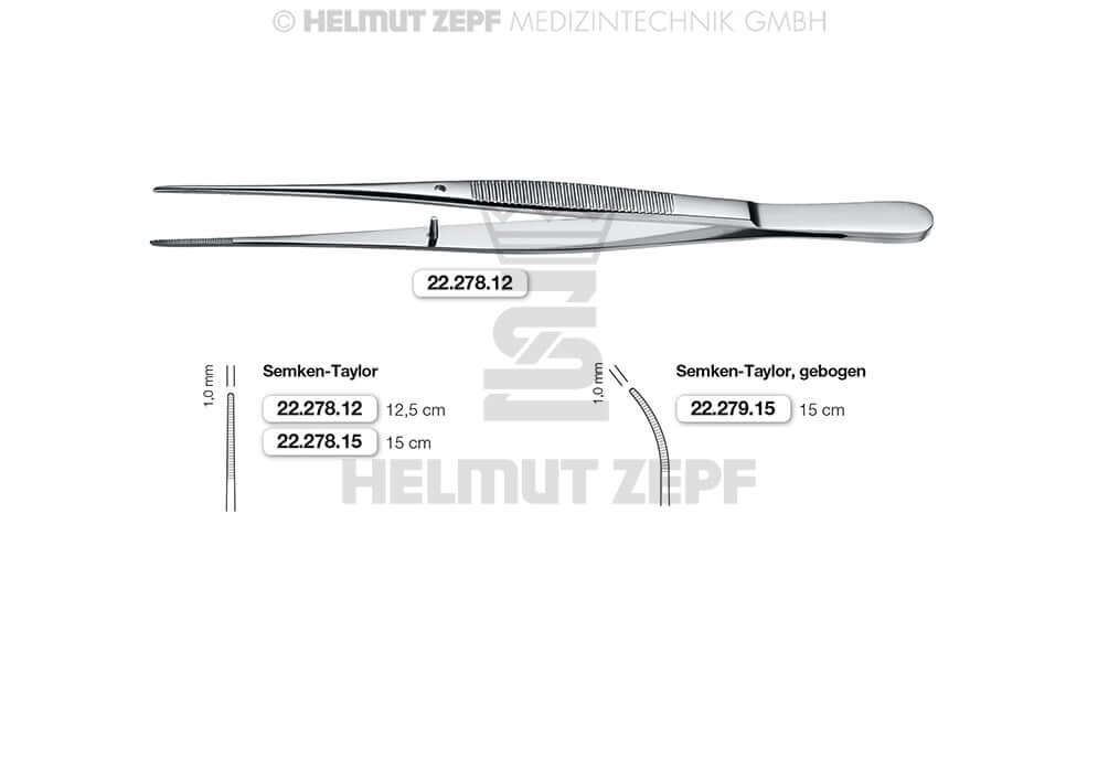 Curved dressing forceps Semken-Taylor 5 inch by Helmut Zepf No. 22.279.15 for precise dissecting
