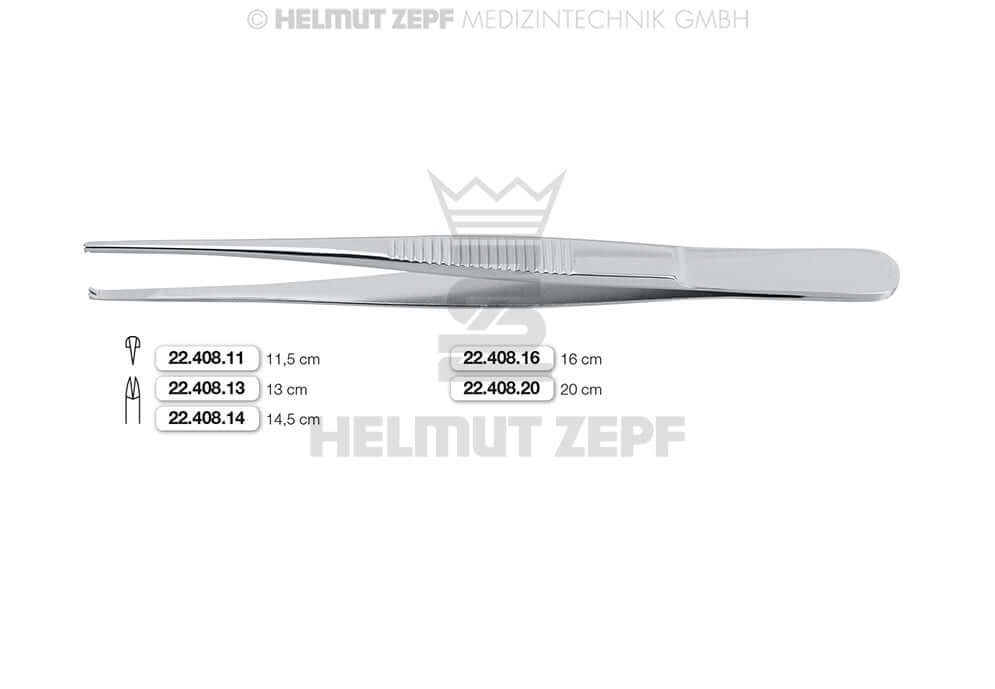 Helmut Zepf tissue forceps 1x2 teeth narrow 5-1/2 inch No. 22.408.14 surgical dental instrument